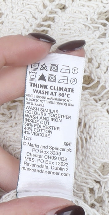 Marks and Spencer Women's Ivory Open-Knit Short Sleeve Cardigan M