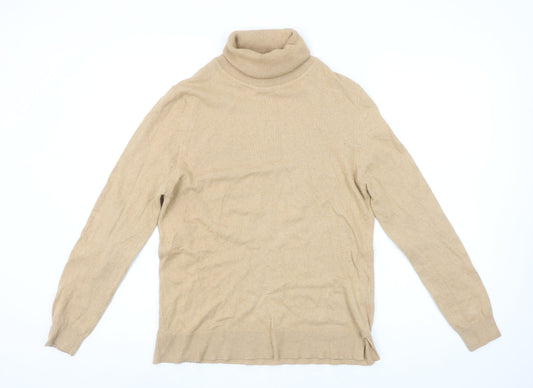 Barbour Women's Beige Roll Neck Wool Cashmere Jumper Size 10