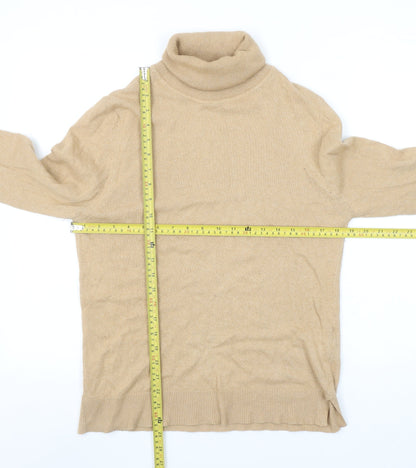 Barbour Women's Beige Roll Neck Wool Cashmere Jumper Size 10