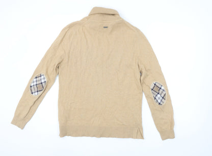 Barbour Women's Beige Roll Neck Wool Cashmere Jumper Size 10