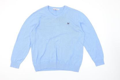 Crew Clothing Co. Men's Blue V-Neck Cotton Jumper M