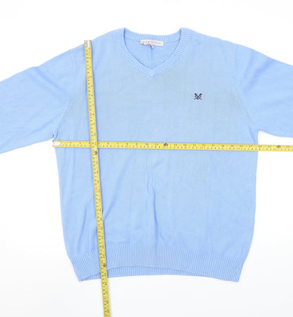 Crew Clothing Co. Men's Blue V-Neck Cotton Jumper M