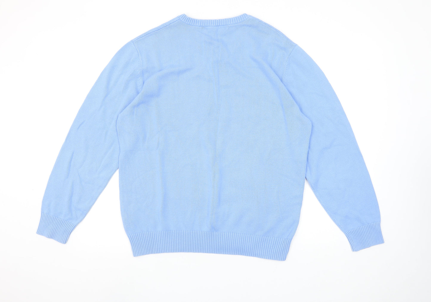 Crew Clothing Co. Men's Blue V-Neck Cotton Jumper M