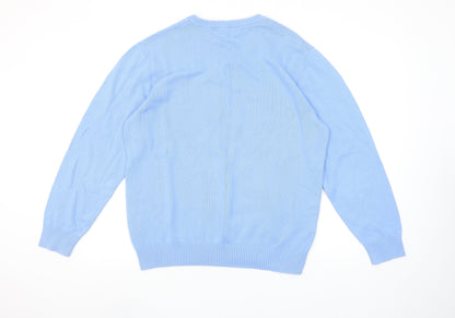 Crew Clothing Co. Men's Blue V-Neck Cotton Jumper M