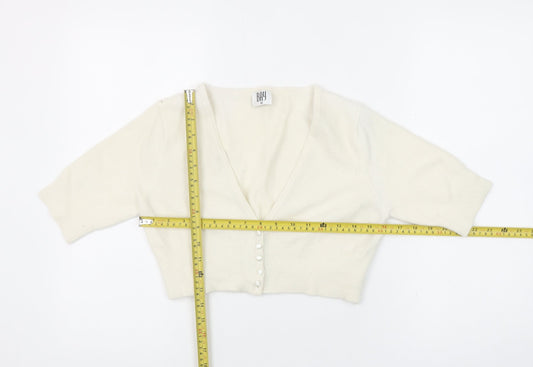 Bay Women’s Ivory Angora Blend 3/4 Sleeve Crop Cardigan Size 12