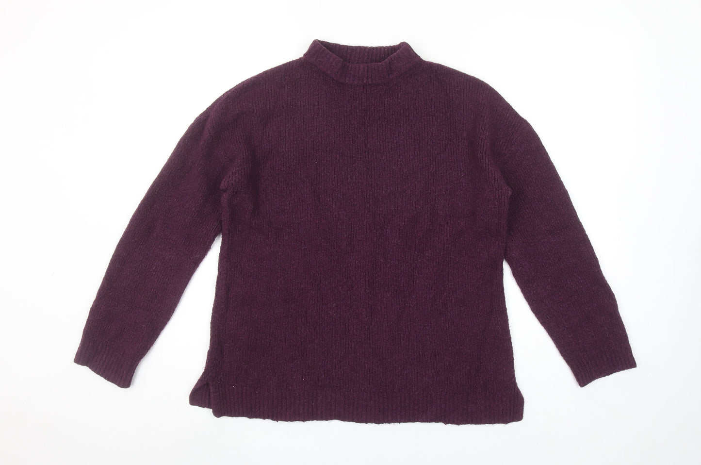 Gap Women's Purple Mock Neck Wool Blend Knit Jumper Size S