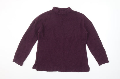 Gap Women's Purple Mock Neck Wool Blend Knit Jumper Size S