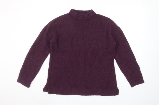 Gap Women's Purple Mock Neck Wool Blend Knit Jumper Size S
