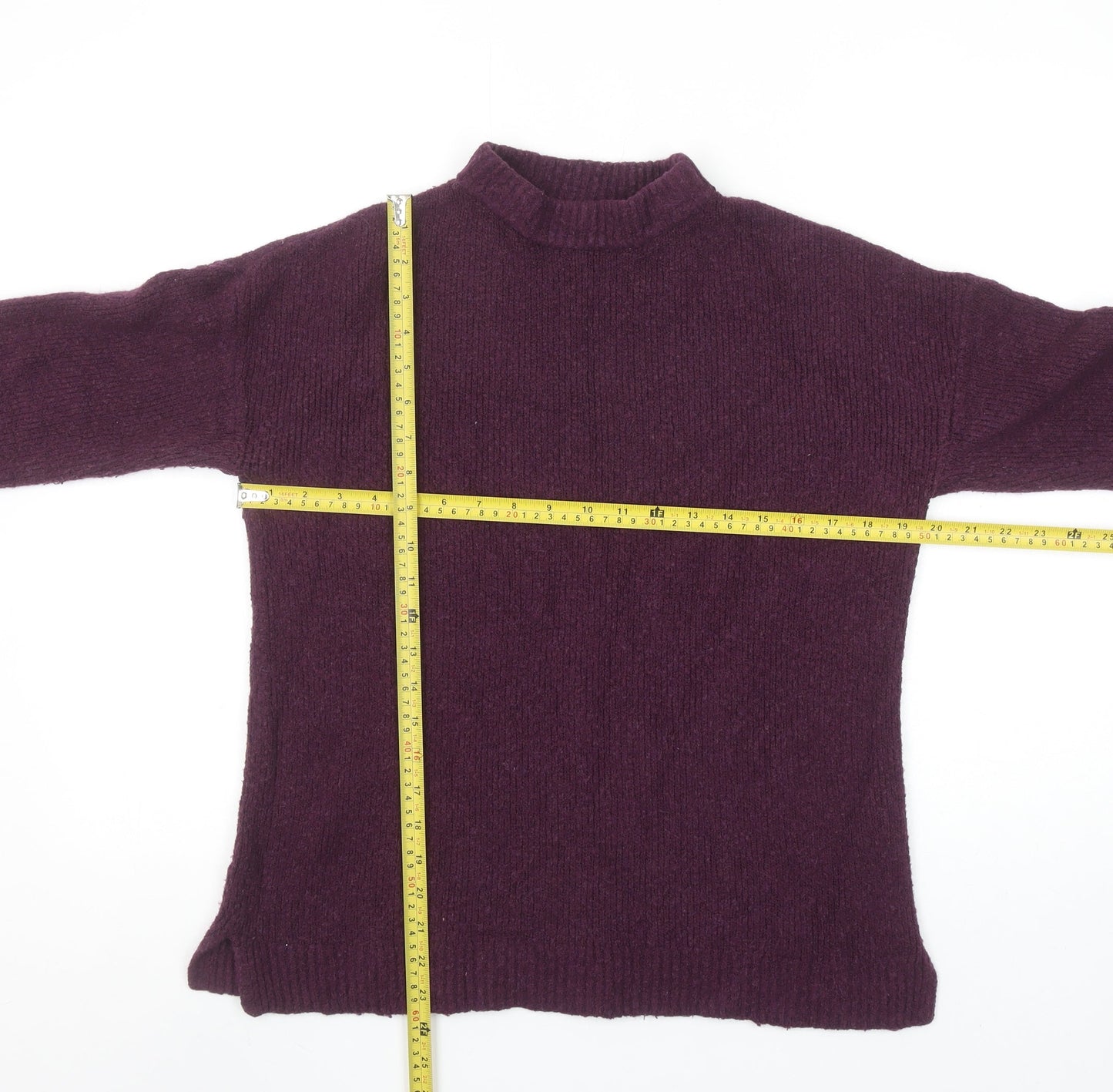 Gap Women's Purple Mock Neck Wool Blend Knit Jumper Size S