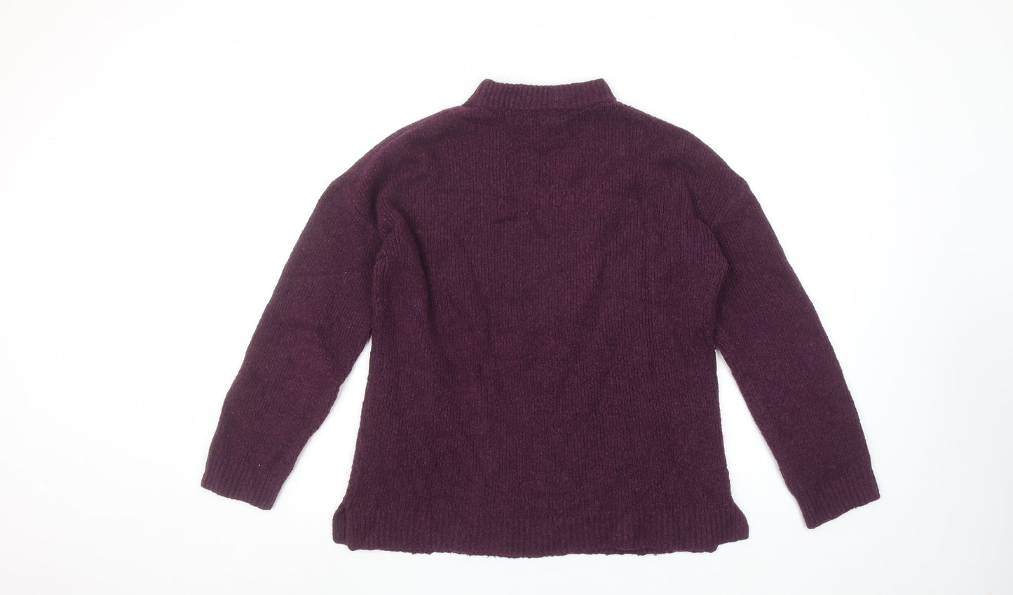 Gap Women's Purple Mock Neck Wool Blend Knit Jumper Size S