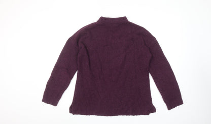 Gap Women's Purple Mock Neck Wool Blend Knit Jumper Size S
