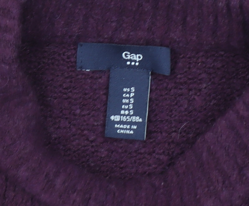 Gap Women's Purple Mock Neck Wool Blend Knit Jumper Size S