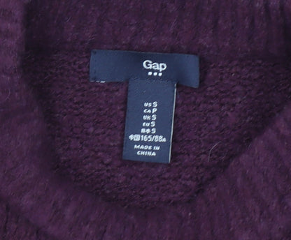 Gap Women's Purple Mock Neck Wool Blend Knit Jumper Size S