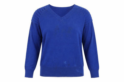 Country Casuals Women Blue V-Neck Long Sleeve Pullover Jumper Size S