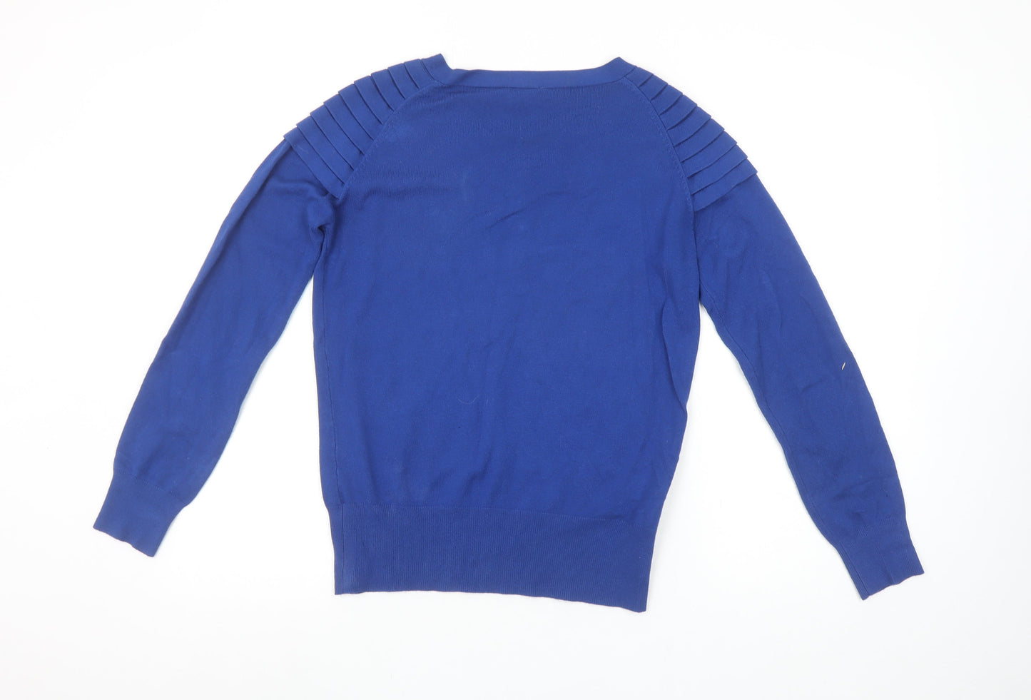 CC Women Blue V-Neck Long Sleeve Pullover Jumper Size S