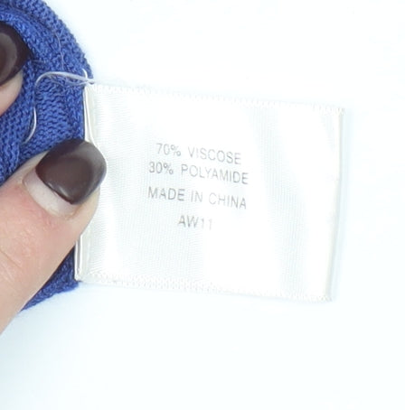 CC Women Blue V-Neck Long Sleeve Pullover Jumper Size S