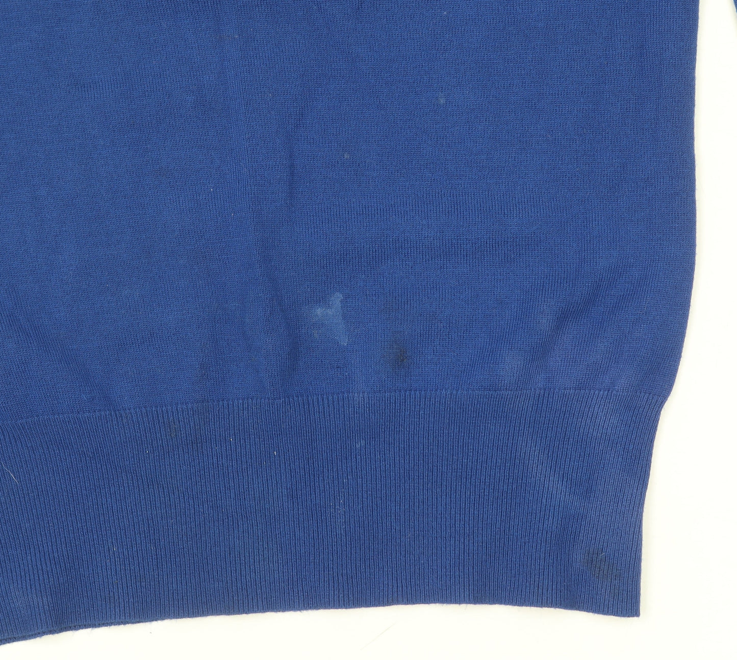 CC Women Blue V-Neck Long Sleeve Pullover Jumper Size S