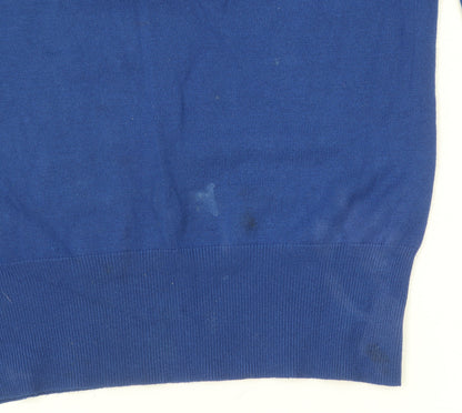 CC Women Blue V-Neck Long Sleeve Pullover Jumper Size S