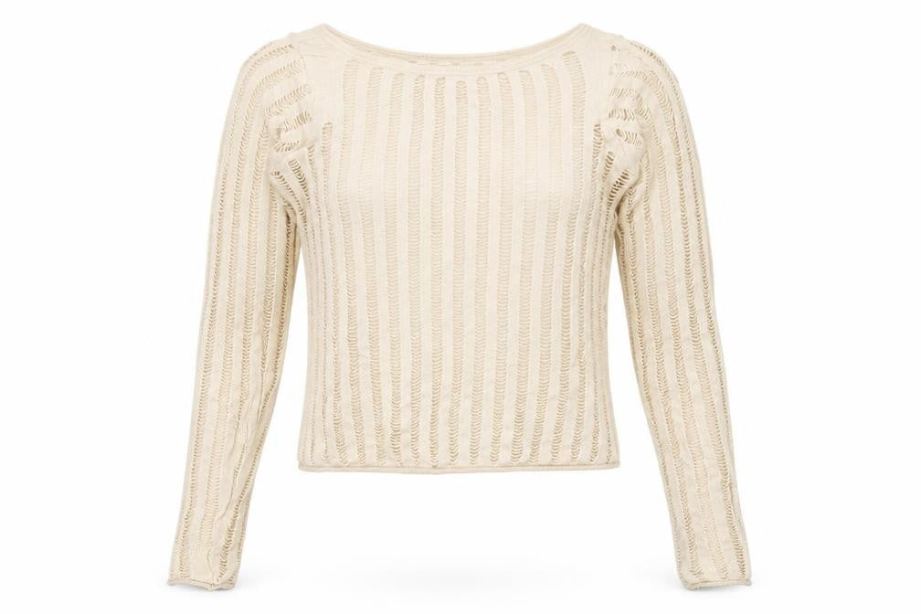 Womens UK Size M Urban Outfitters Beige Cropped Blouse