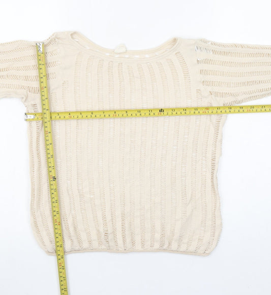 Womens UK Size M Urban Outfitters Beige Cropped Blouse