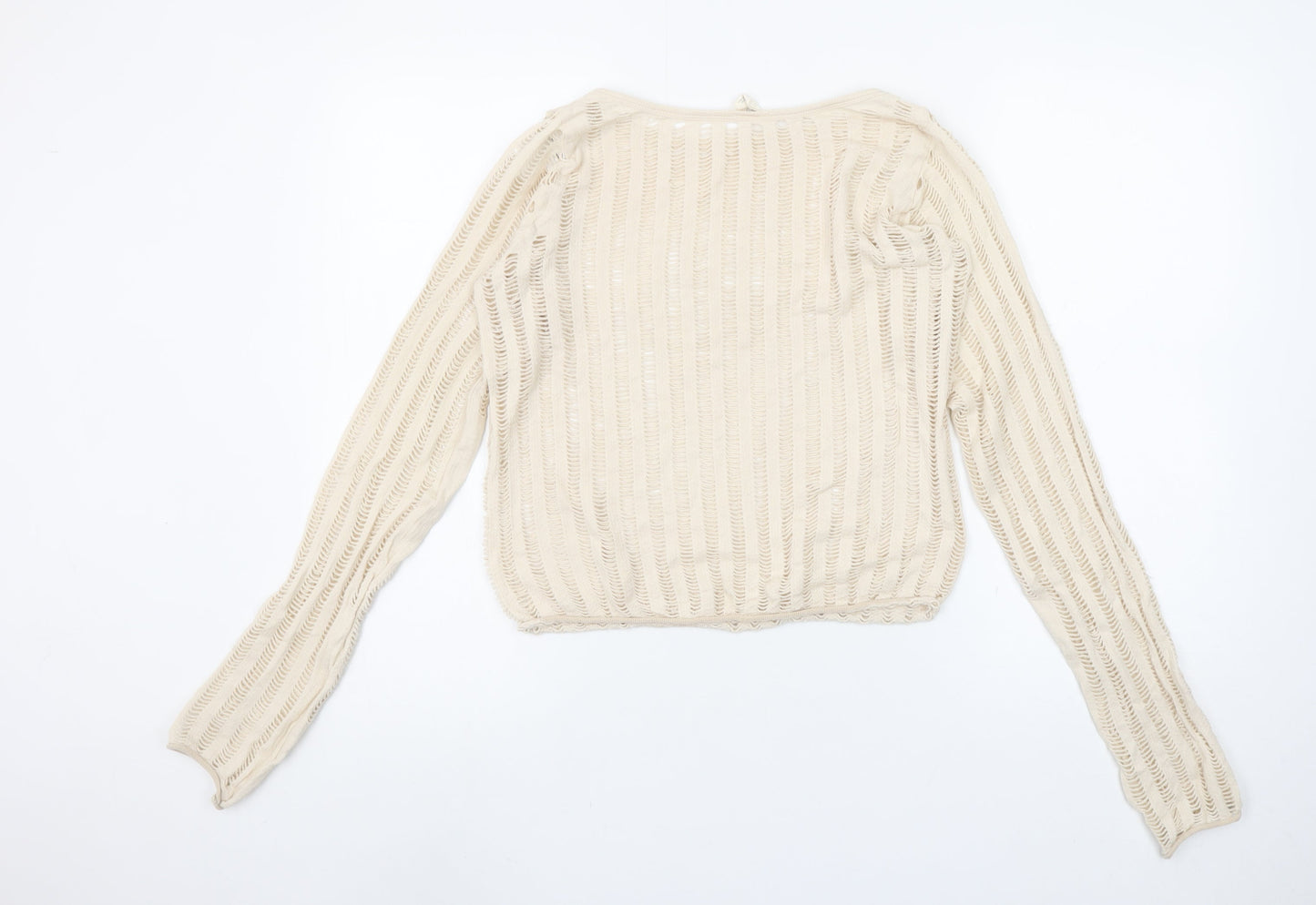 Womens UK Size M Urban Outfitters Beige Cropped Blouse