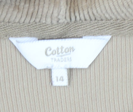 Cotton Traders Women Beige Size 14 Pullover Hoodie Corduroy Effect