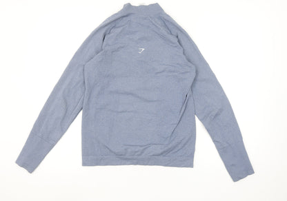 Gymshark Womens Blue Long Sleeve 1/4 Zip Lightweight Activewear Top L