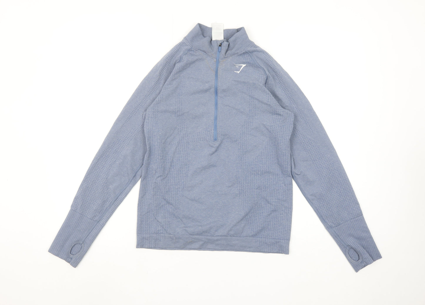 Gymshark Womens Blue Long Sleeve 1/4 Zip Lightweight Activewear Top L