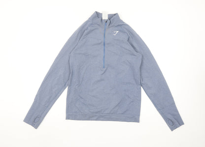 Gymshark Womens Blue Long Sleeve 1/4 Zip Lightweight Activewear Top L