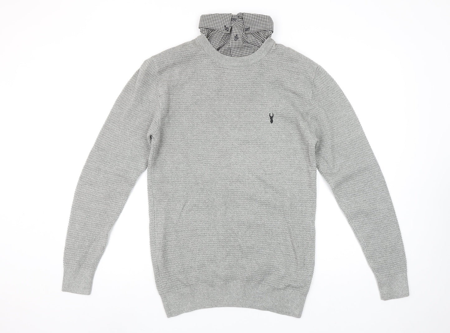 Next Men’s Grey Cotton Crew Neck Jumper Size S Classic Knit