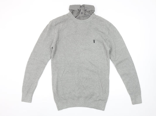 Next Men’s Grey Cotton Crew Neck Jumper Size S Classic Knit