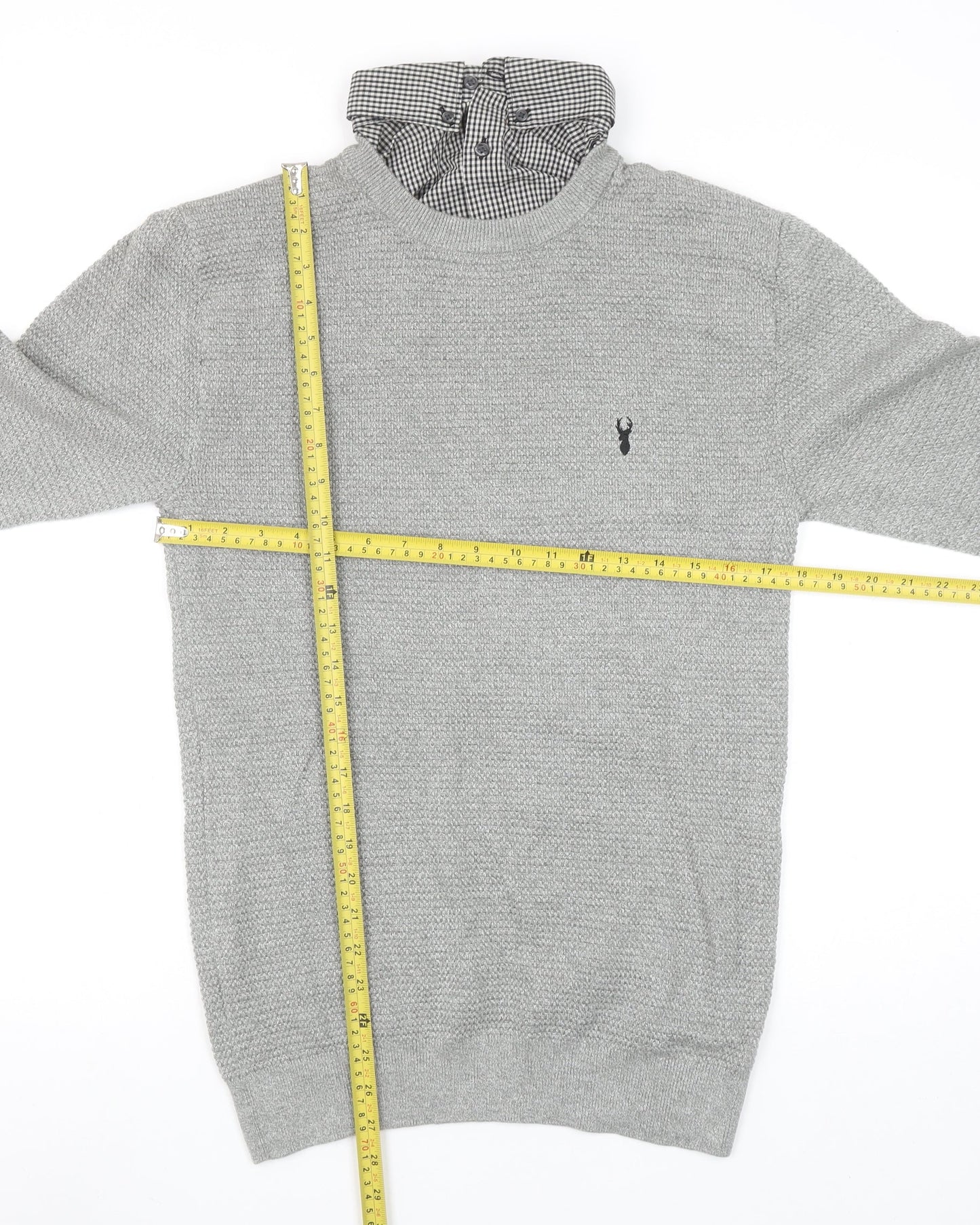 Next Men’s Grey Cotton Crew Neck Jumper Size S Classic Knit