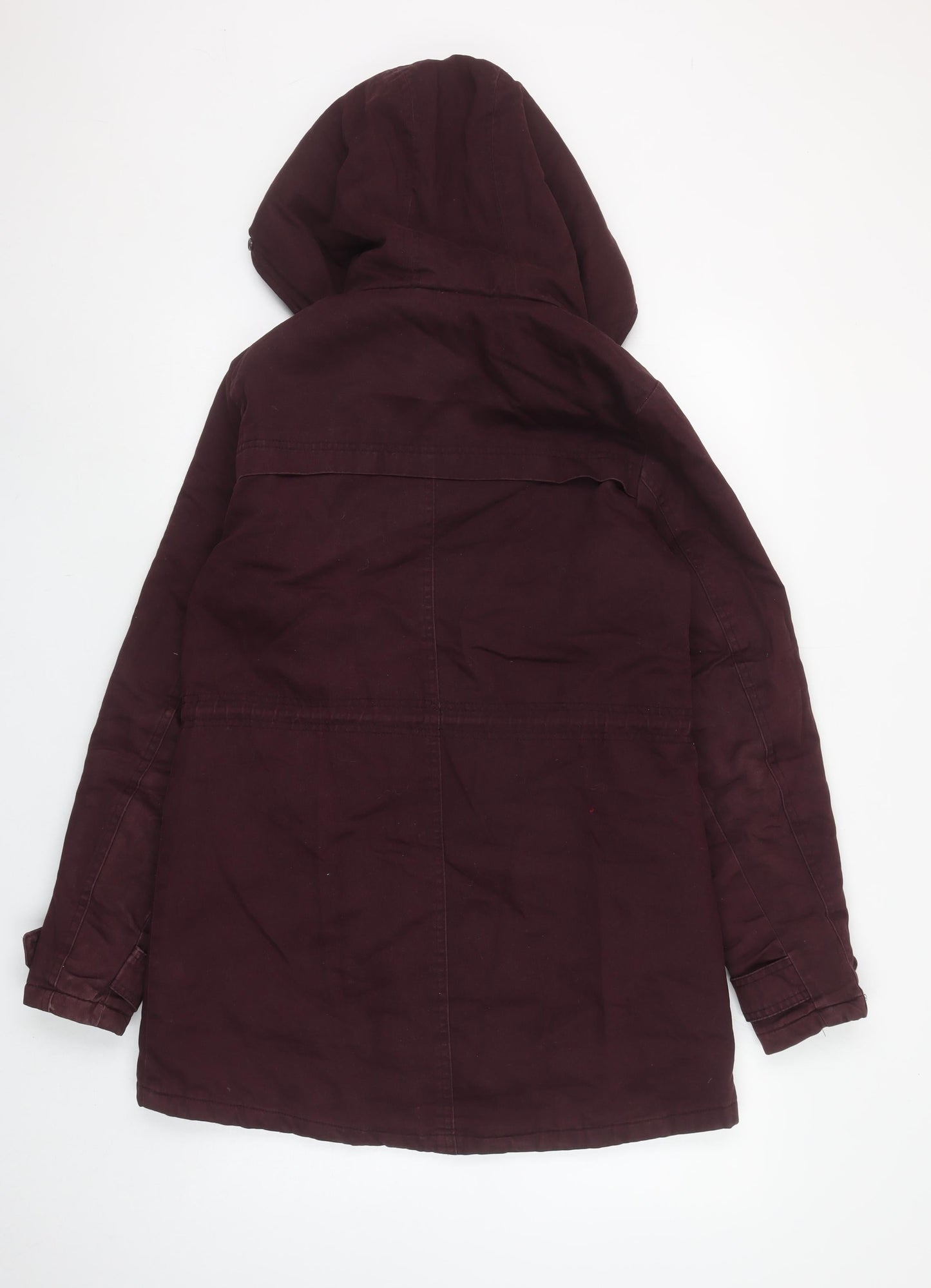 New Look Women's Brown Hooded Parka Coat Size 8 Long Sleeve