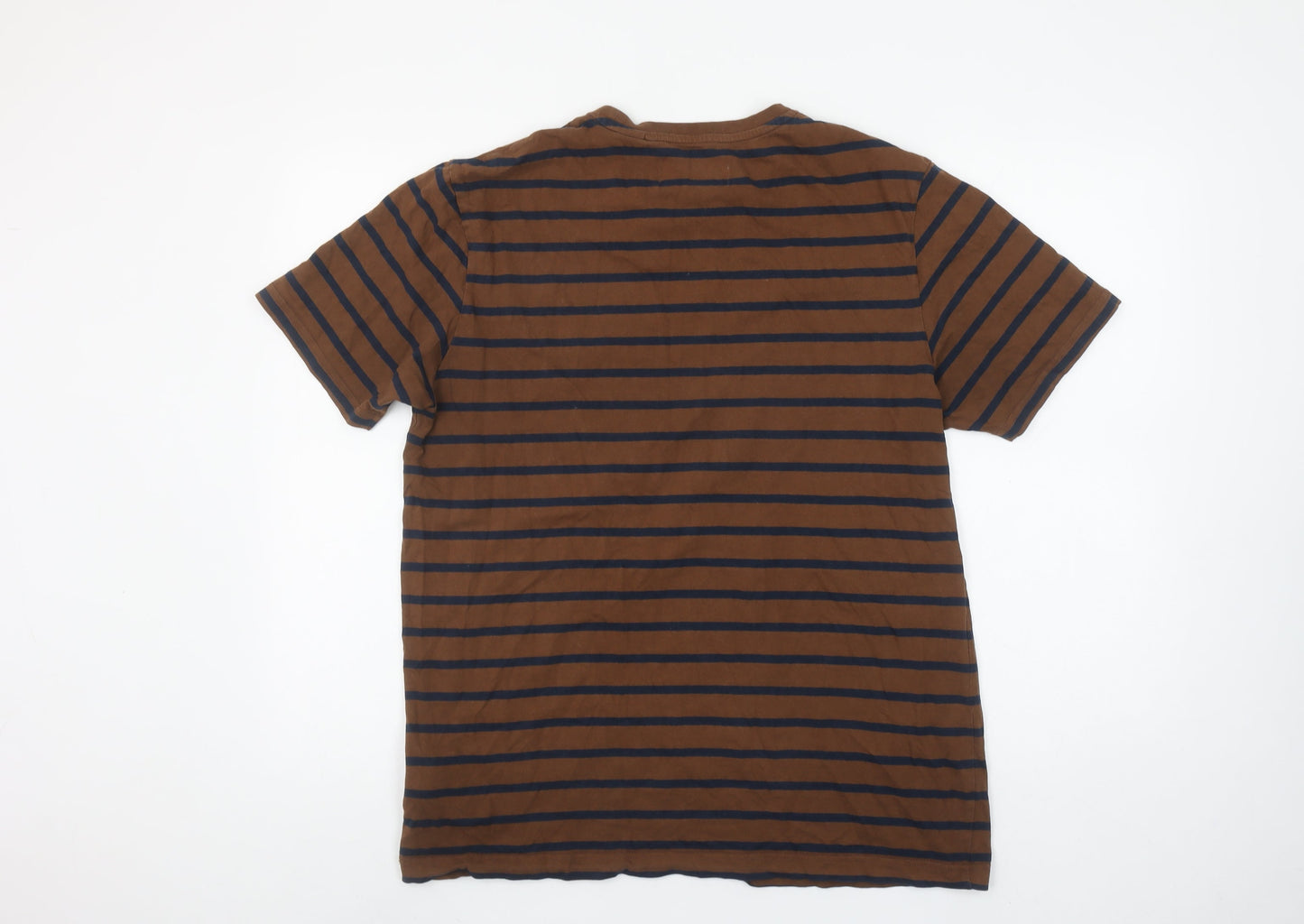 Original Penguin Men's Brown Striped Cotton Crew Neck T-Shirt Size L