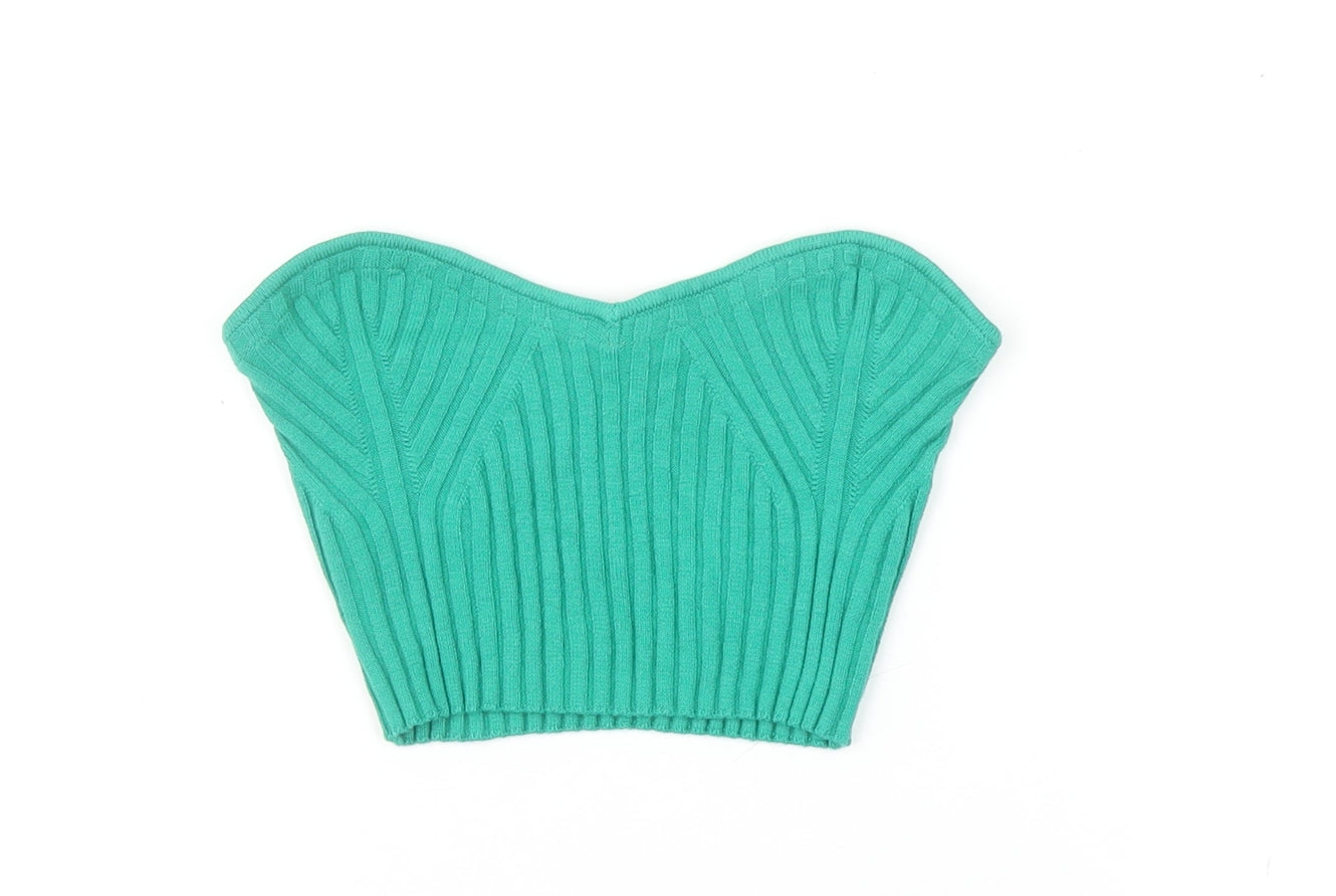 Womens UK Size S Urban Outfitters Green Cropped Tank