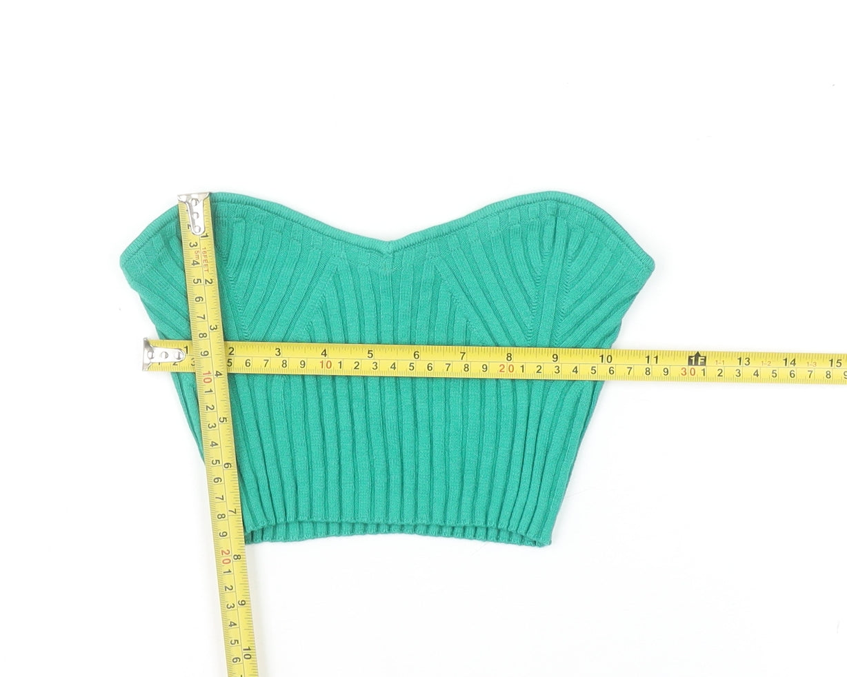 Womens UK Size S Urban Outfitters Green Cropped Tank