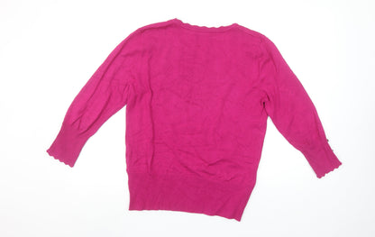 Womens UK Size 12 Roman Pink Pullover Jumper