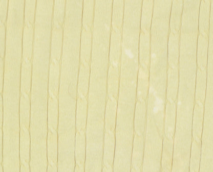 CC Women's Yellow V-Neck Cable-Knit Cotton Blend Jumper Size M