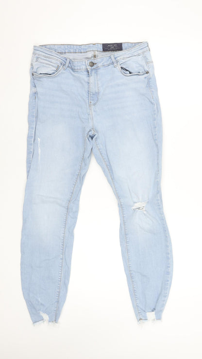 Noisy May Women's Blue Slim Fit Ankle Jeans Size 14