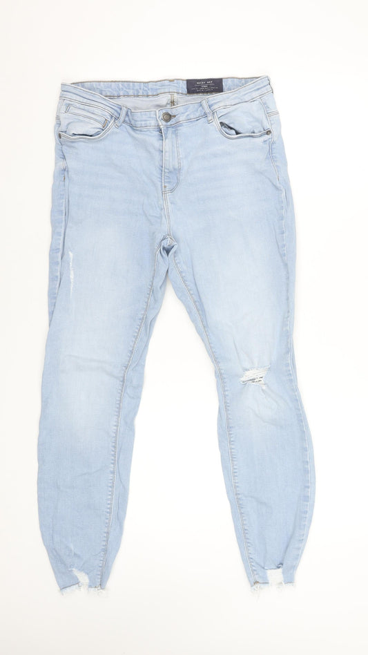 Noisy May Women's Blue Slim Fit Ankle Jeans Size 14