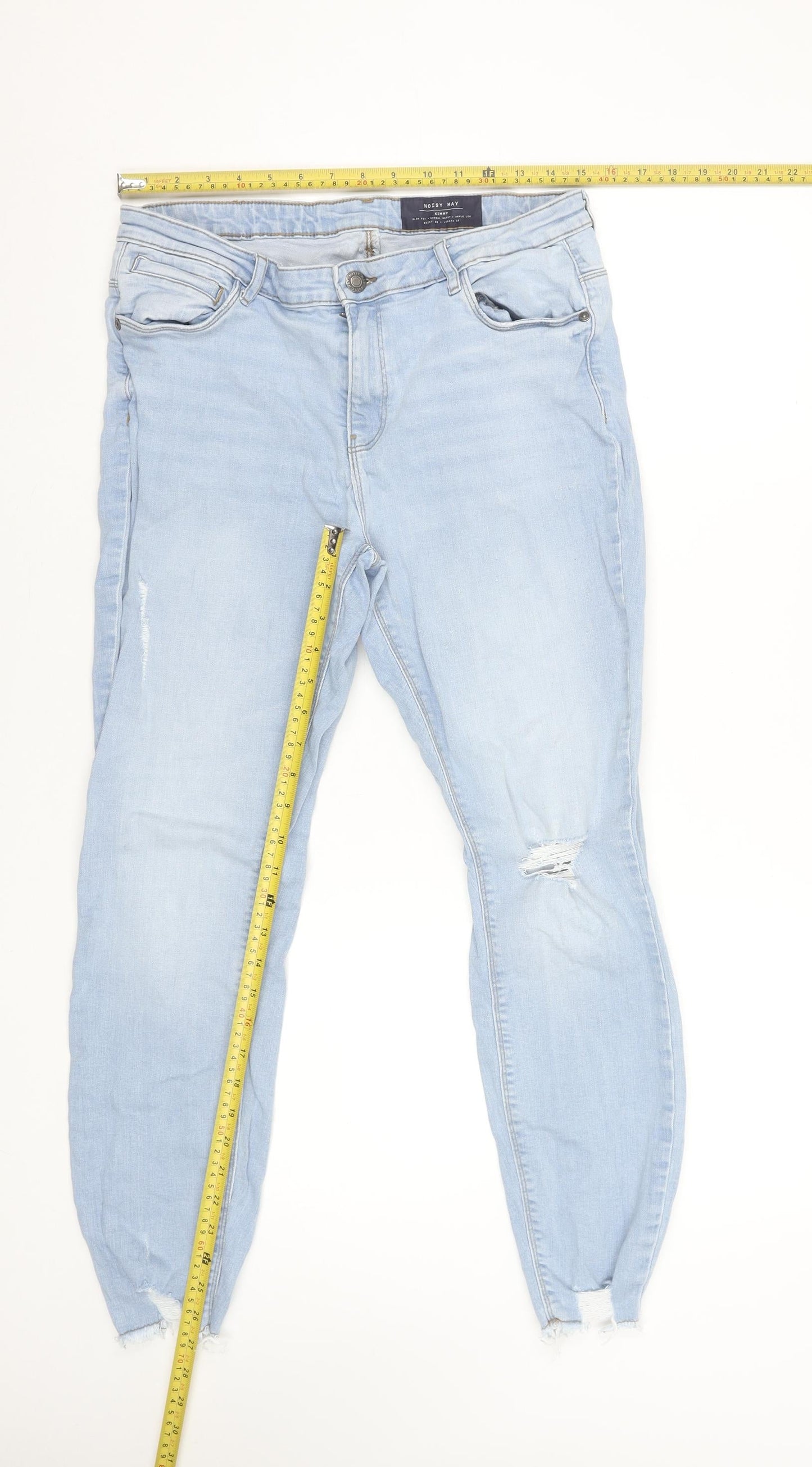 Noisy May Women's Blue Slim Fit Ankle Jeans Size 14