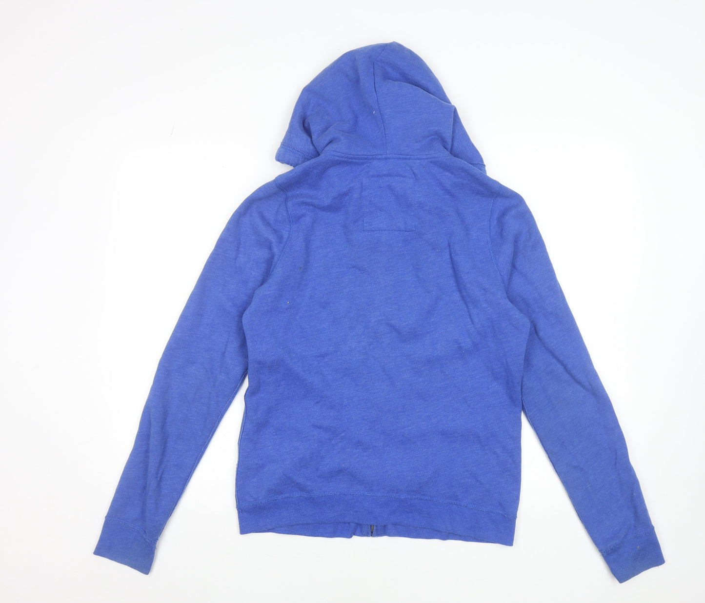 Hollister Women's Blue Full Zip Hoodie L Cotton Blend Logo Design