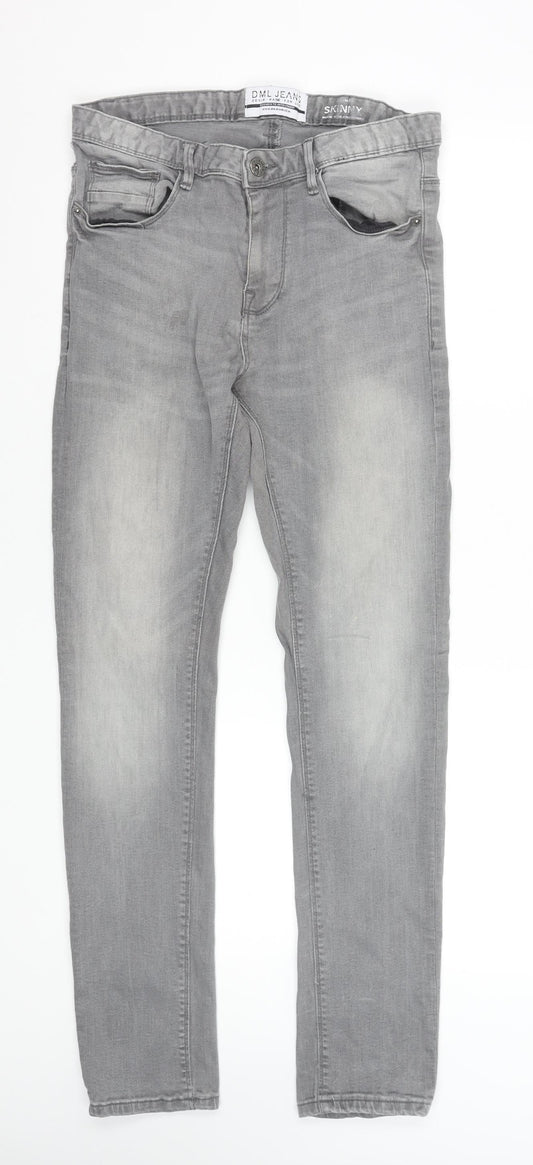 DML Jeans Men's Grey Skinny Fit Denim Jeans 30W 30L