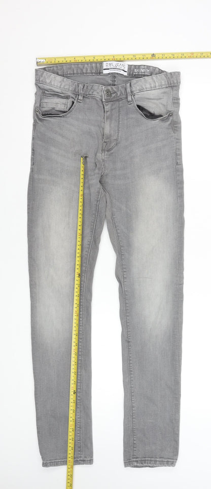 DML Jeans Men's Grey Skinny Fit Denim Jeans 30W 30L