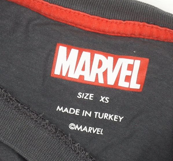 Womens UK Size XS Marvel Black Basic T-Shirt