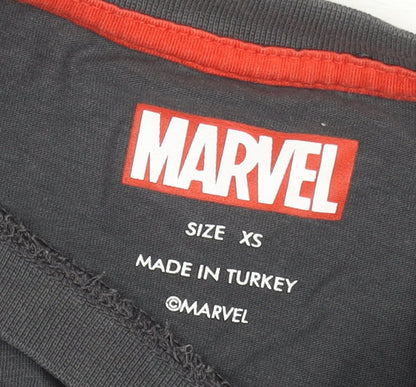 Womens UK Size XS Marvel Black Basic T-Shirt