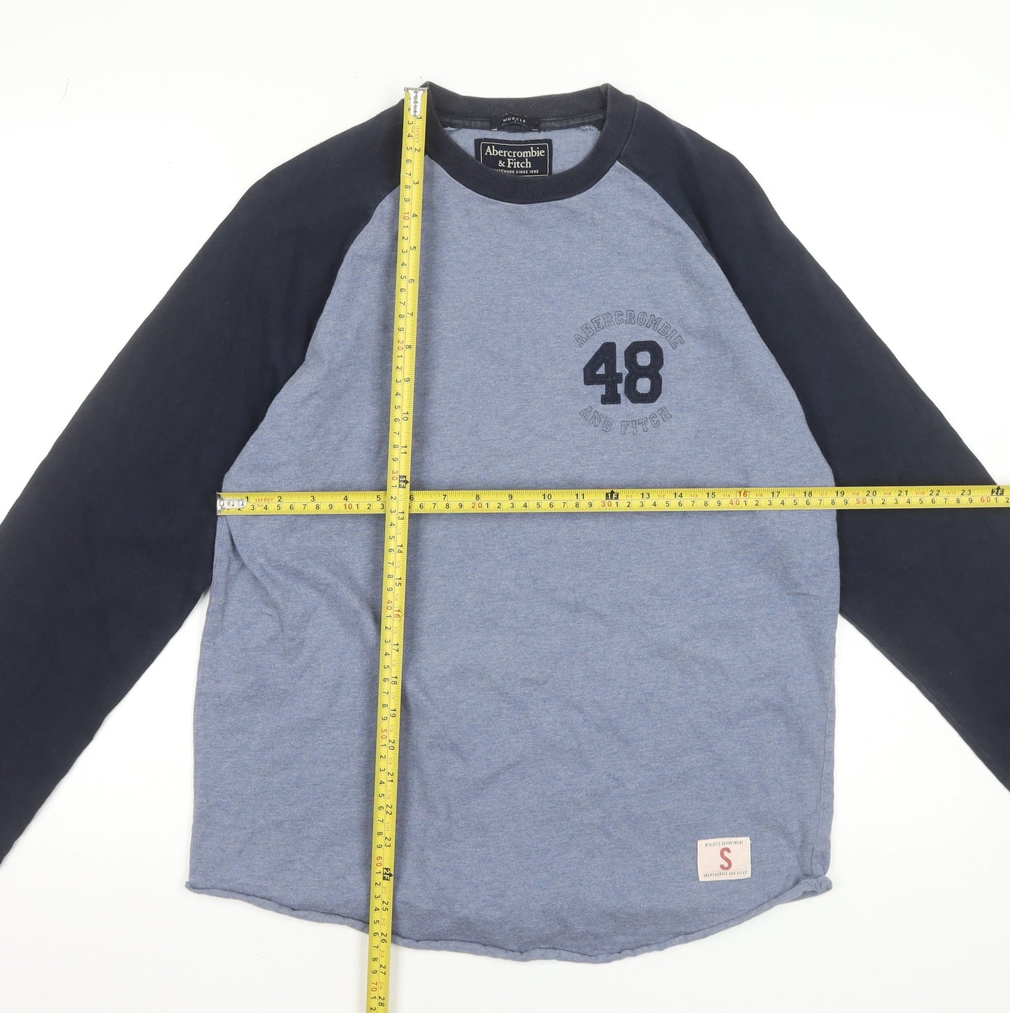 Abercrombie & Fitch Men's Blue Long Sleeve Crew Neck T-Shirt Size S