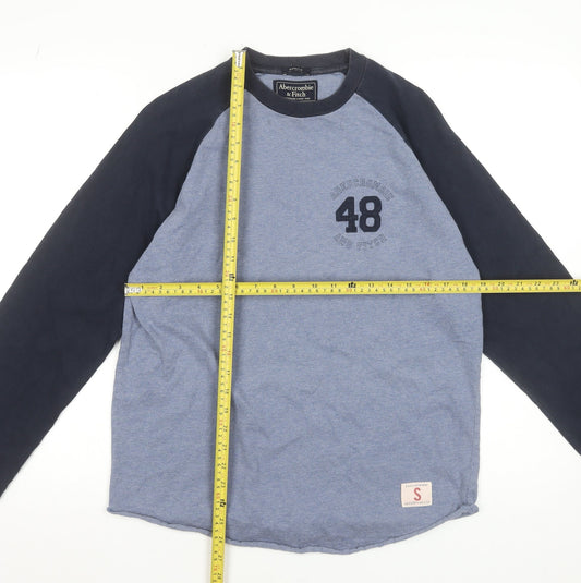 Abercrombie & Fitch Men's Blue Long Sleeve Crew Neck T-Shirt Size S