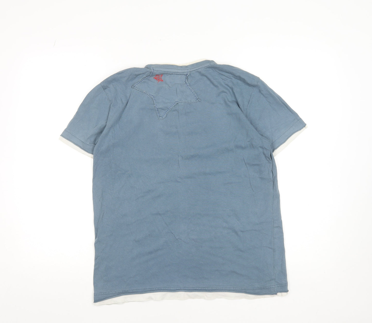 Jeanious Men's Blue Graphic Print Cotton T-Shirt Size M La Poderosa Design