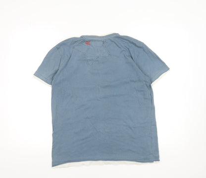 Jeanious Men's Blue Graphic Print Cotton T-Shirt Size M La Poderosa Design